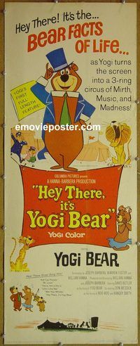 a384 HEY THERE IT'S YOGI BEAR insert movie poster '64 Booboo!