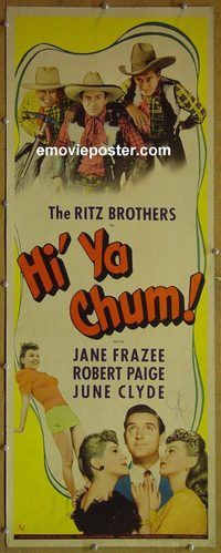 a391 HI'YA CHUM insert movie poster '43 The Ritz Brothers!