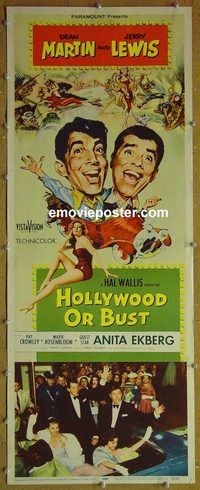 a394 HOLLYWOOD OR BUST insert movie poster '56 Martin & Lewis