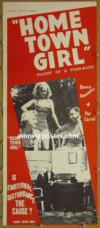 a395 HOME TOWN GIRL insert movie poster '40s bad girl!