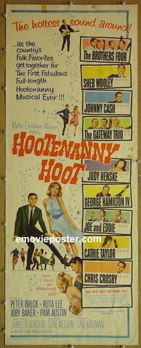 a400 HOOTENANNY HOOT insert movie poster '63 Johnny Cash