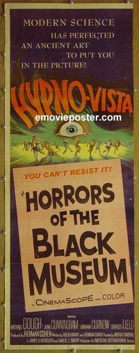 a401 HORRORS OF THE BLACK MUSEUM insert movie poster '59 AIP
