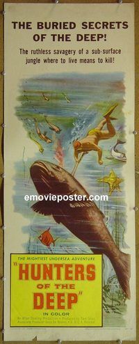 a413 HUNTERS OF THE DEEP insert movie poster '55 documentary