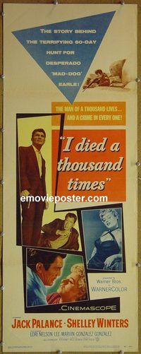 a415 I DIED A 1000 TIMES insert movie poster '55 Jack Palance