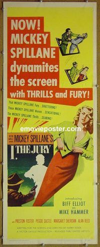 a418 I THE JURY insert movie poster '53 3-D, Mickey Spillane