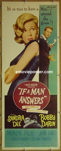 a421 IF A MAN ANSWERS insert movie poster '62 Sandra Dee, Bobby Darin