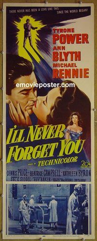 a424 I'LL NEVER FORGET YOU insert movie poster '51 Tyrone Power