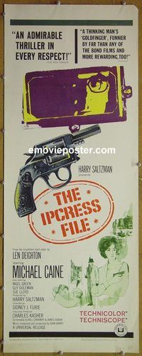 a439 IPCRESS FILE insert movie poster '65 Michael Caine as a spy!