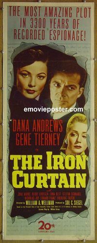 a440 IRON CURTAIN insert movie poster '48 Dana Andrews, Tierney