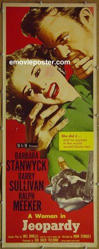 a455 JEOPARDY insert movie poster '53 Barbara Stanwyck, film noir