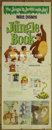 a465 JUNGLE BOOK insert movie poster '67 Walt Disney classic!
