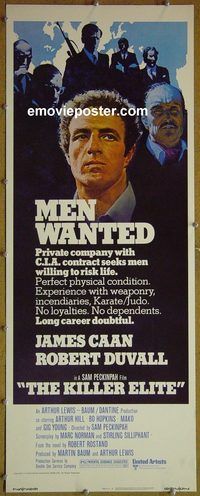 a472 KILLER ELITE insert movie poster '75 James Caan, Sam Peckinpah