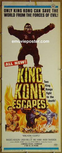 a475 KING KONG ESCAPES insert movie poster '68 Toho, Ishiro Honda