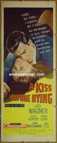 a484 KISS BEFORE DYING insert movie poster '56 Robert Wagner