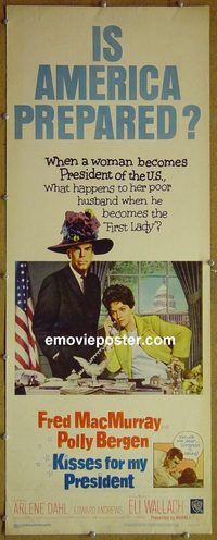 a487 KISSES FOR MY PRESIDENT insert movie poster '64 MacMurray