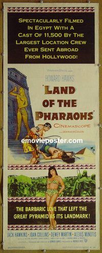 a498 LAND OF THE PHARAOHS insert movie poster '55 Joan Collins,Hawkins