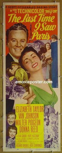 a502 LAST TIME I SAW PARIS insert movie poster '54 Liz Taylor