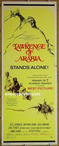 a505 LAWRENCE OF ARABIA insert movie poster R71 Peter O'Toole