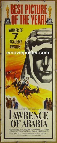 a506 LAWRENCE OF ARABIA style B insert movie poster '62 Peter O'Toole