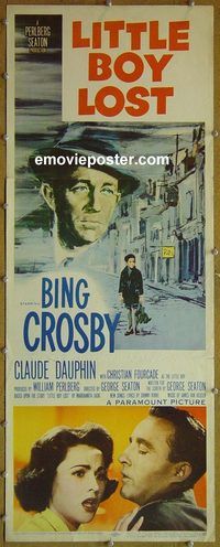 a520 LITTLE BOY LOST insert movie poster '53 Bing Crosby