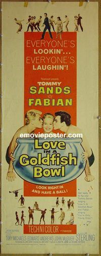 a536 LOVE IN A GOLDFISH BOWL insert movie poster '61 Fabian