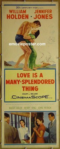a537 LOVE IS A MANY-SPLENDORED THING insert movie poster '55 Holden