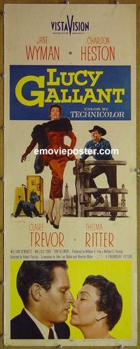 a543 LUCY GALLANT insert movie poster '55 Charlton Heston