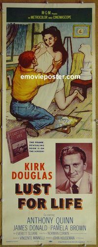 a544 LUST FOR LIFE insert movie poster '56 Kirk Douglas as Van Gogh!