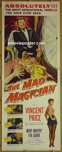 a546 MAD MAGICIAN insert movie poster '54 3D Vincent Price