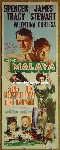 a550 MALAYA insert movie poster '49 James Stewart, Tracy