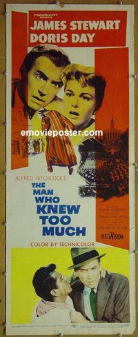a557 MAN WHO KNEW TOO MUCH insert movie poster '56 Jimmy Stewart