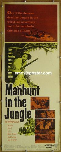 a561 MANHUNT IN THE JUNGLE insert movie poster '58 Robin Hughes