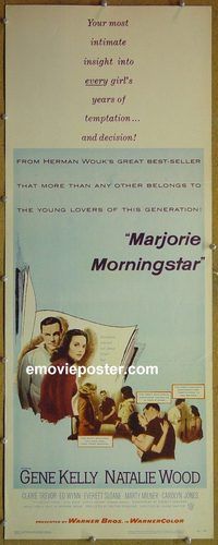 a566 MARJORIE MORNINGSTAR insert movie poster '58 Kelly, Wood