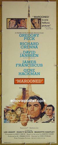 a569 MAROONED insert movie poster '69 Gregory Peck, Hackman