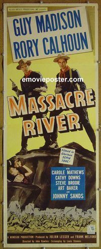 a570 MASSACRE RIVER insert movie poster '49 Rory Calhoun, Madison