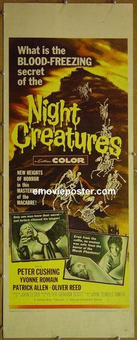 a634 NIGHT CREATURES insert movie poster '62 Hammer, Peter Cushing