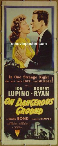 a662 ON DANGEROUS GROUND insert movie poster '51 Nicholas Ray