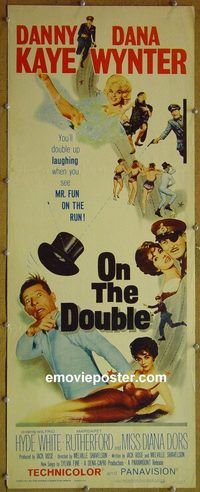 a664 ON THE DOUBLE insert movie poster '61 Danny Kaye, Dana Wynter