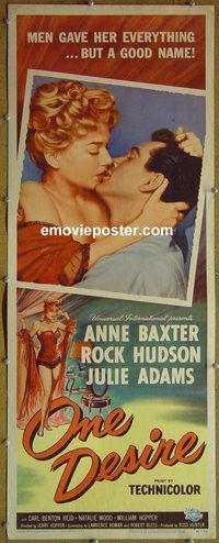 a668 ONE DESIRE insert movie poster '55 Anne Baxter, Rock Hudson