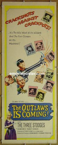 a677 OUTLAWS IS COMING insert movie poster '65 The 3 Stooges!