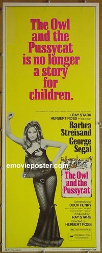 a679 OWL & THE PUSSYCAT insert movie poster R73 Barbra Streisand