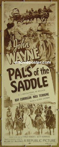 a684 PALS OF THE SADDLE insert movie poster R53 John Wayne