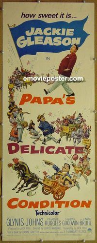 a686 PAPA'S DELICATE CONDITION insert movie poster '63 Gleason