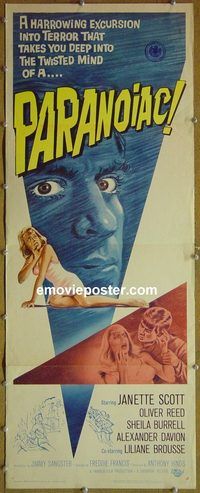 a689 PARANOIAC insert movie poster '63 Hammer horror, Reed