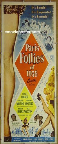 a693 PARIS FOLLIES OF 1956 insert movie poster '56 Forrest Tucker