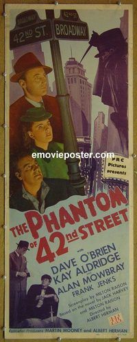a704 PHANTOM OF 42ND STREET insert movie poster '45 O'Brien, Aldridge