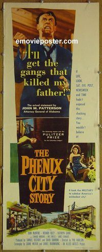 a706 PHENIX CITY STORY insert movie poster '55 film noir, Kiley