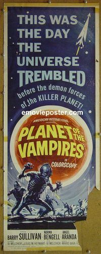a711 PLANET OF THE VAMPIRES insert movie poster '65 Mario Bava