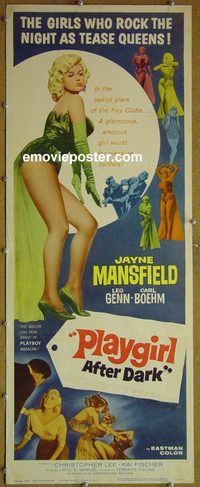 a715 PLAYGIRL AFTER DARK insert movie poster '62 sexy Jayne Mansfield
