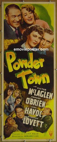 a724 POWDER TOWN insert movie poster '42 Victor McLaglen, O'Brien